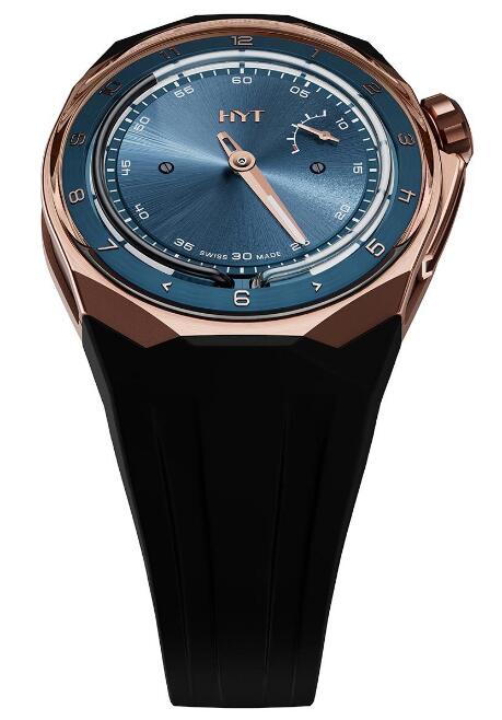 Replica HYT T1 Gold 5N / Titanium Deep Blue H03208-A watch